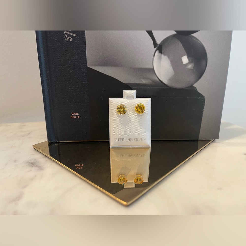 Sterling Silver 925 Yellow Amber earrings